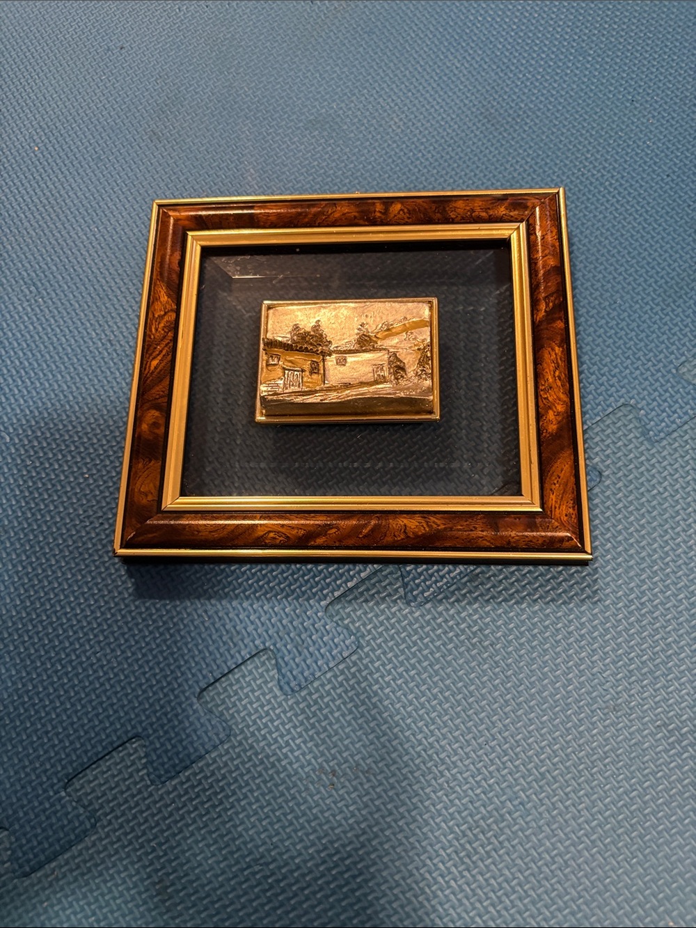 Brown and Gold Decorative Picture Frame with Gold Accent